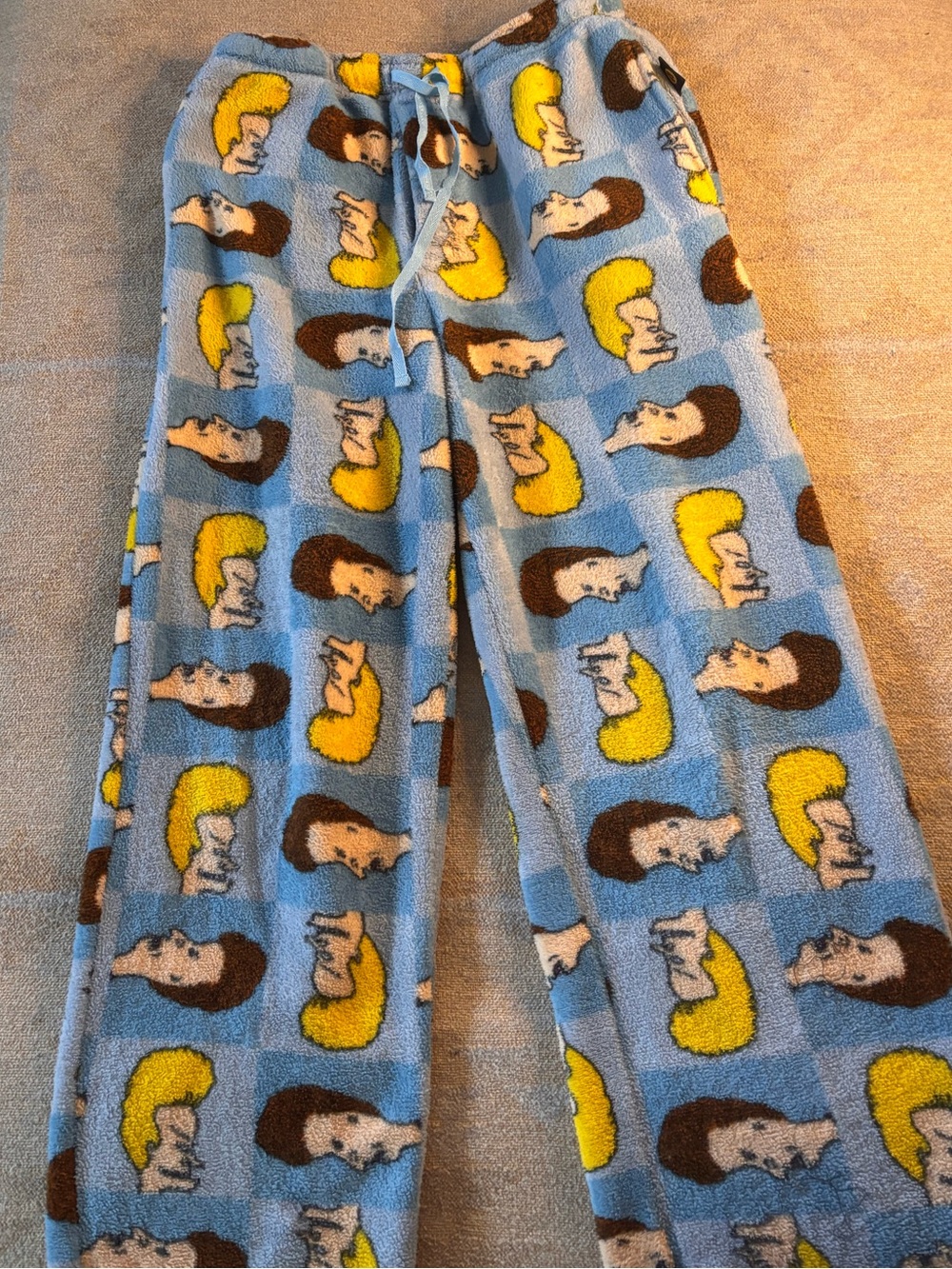 Sesame Street Light Blue Fleece Pajama Pants with Yellow & Brown Character Print